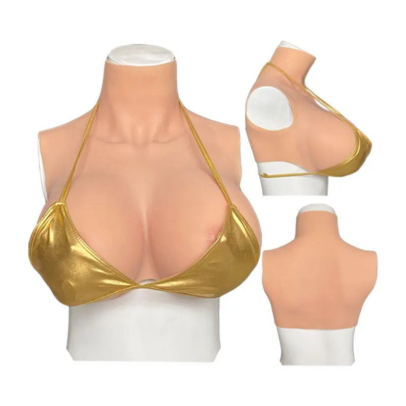 

Huge Silicone Breast Forms for Drag Queen Crossdress Transvestite Cosplay BCDEG Size Fake Boobs Plate Bodysuit with Nipple Shake