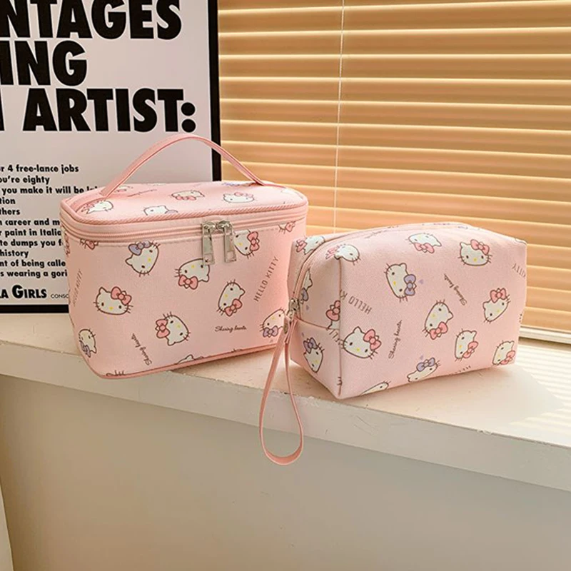 High Face Value Hello Kitty borsa per il trucco delle donne Cartoon Cute High-Capacity Zipper Portable Travel Storage borsa da toeletta regalo per