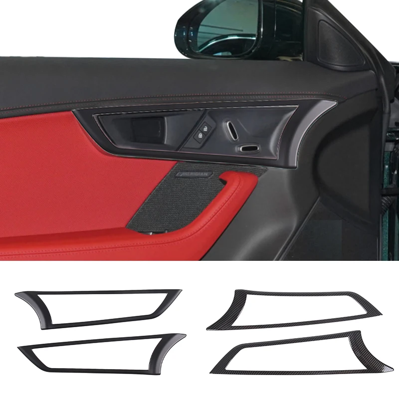 ABS Carbon Fiber Matte Black Car Inner Door Handle Frame Cover Trim For Jaguar F-TYPE 2013-2024 Auto Interior Accessories