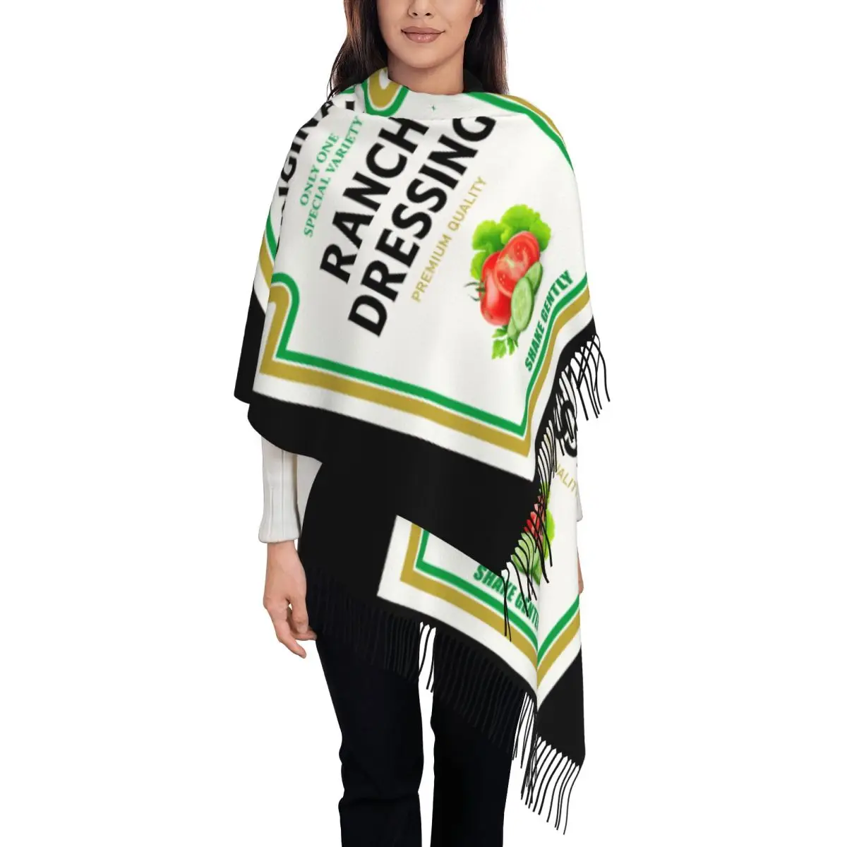 

Костюм на Хэллоуин на заказ, одинаковый костюм горчицы Kechup Mayo, шарф с кисточками, женский мягкий платок, женские зимние шарфы