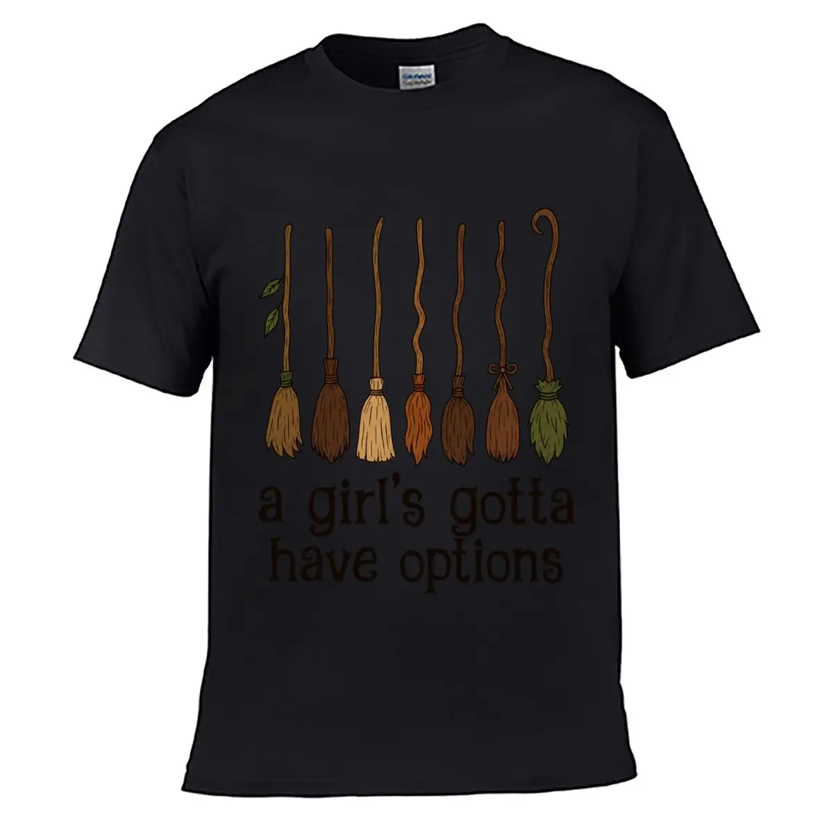 A Girls Gotta Have Options Seven Witch Brooms short-sleeved T-shirt