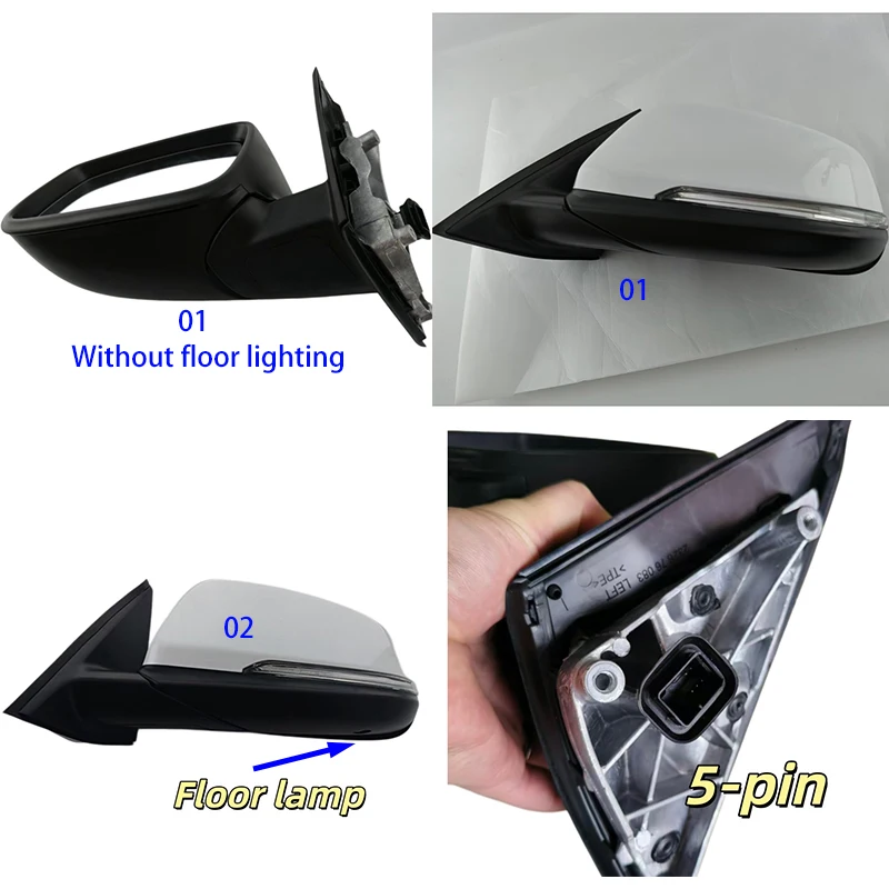 For BMW X1 F48 2015-2019 5-pin Side Mirror Assembly LHD OE 51167459772 Electric Fold Heated Turn Signal Wing Mirror
