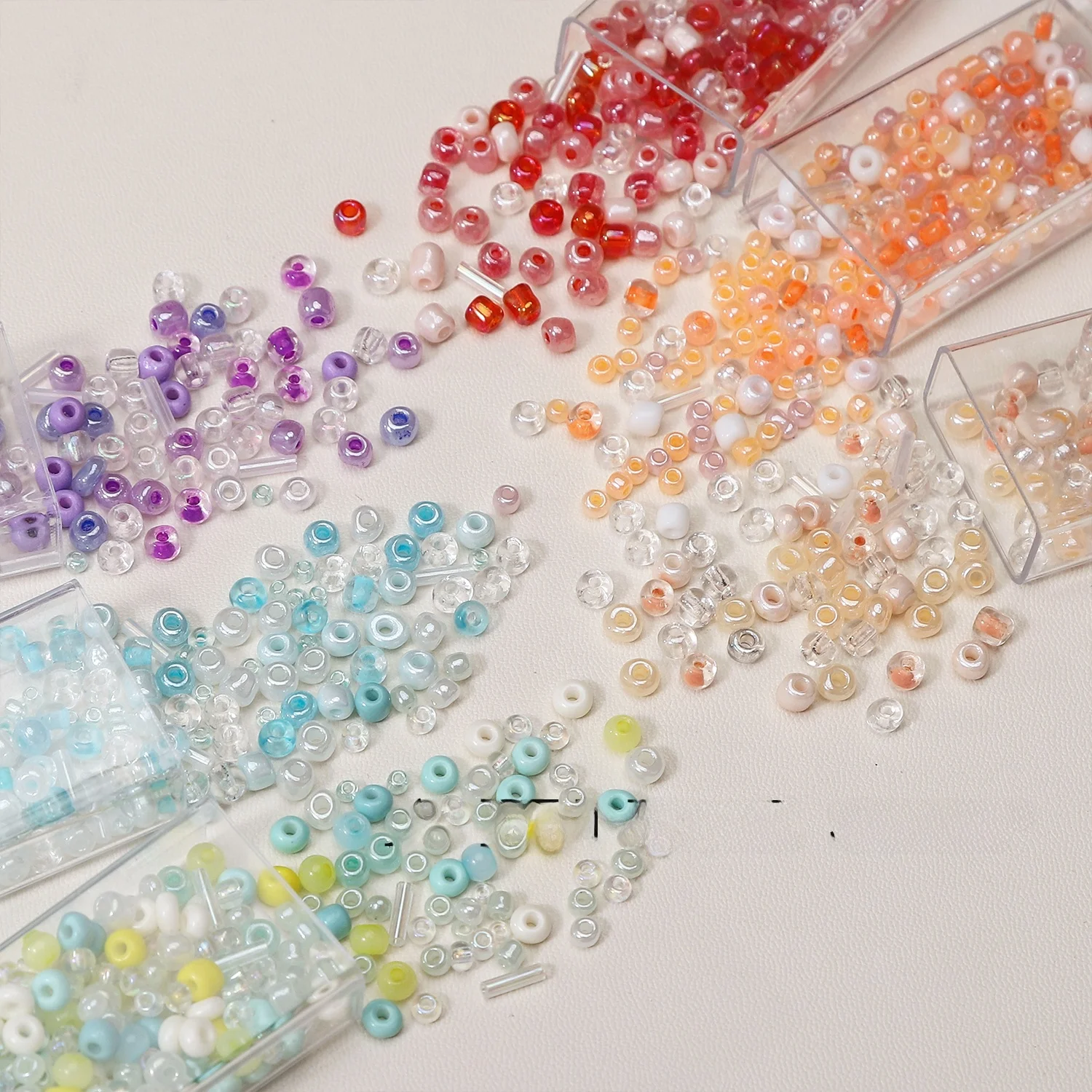 ミックスカラーガラスビーズ DIY素材 手作りブレスレット ネックレス ジュエリー クリスタル キャンディー シードビーズ