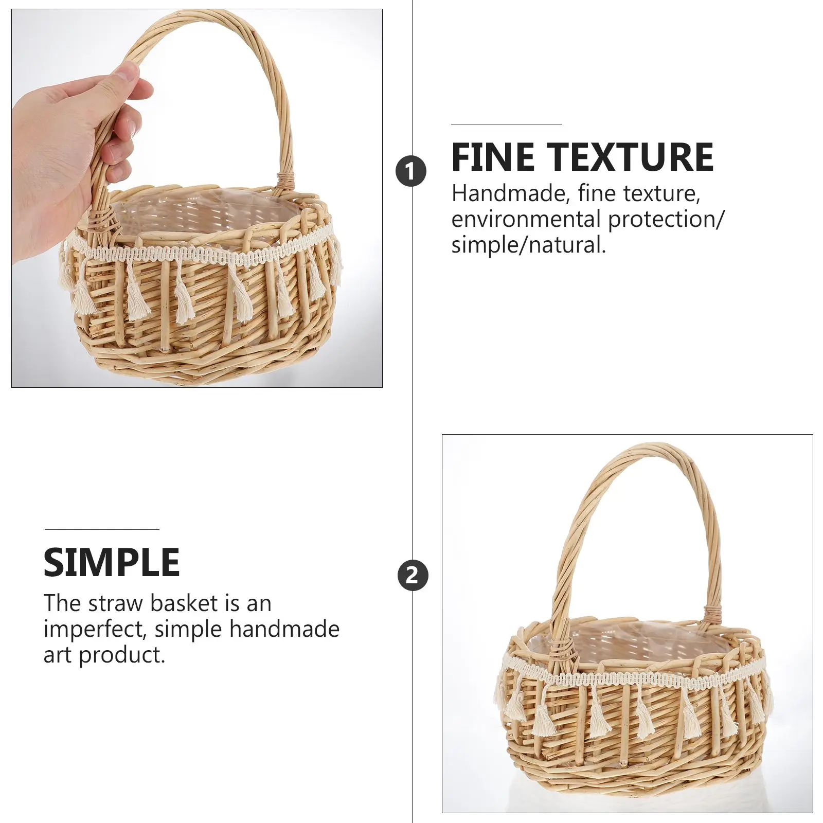 Wicker Bride Carrying Basket Willow Flower Girl Baskets Rustic Decor Wedding Ceremony Photography Props Storage Accessories