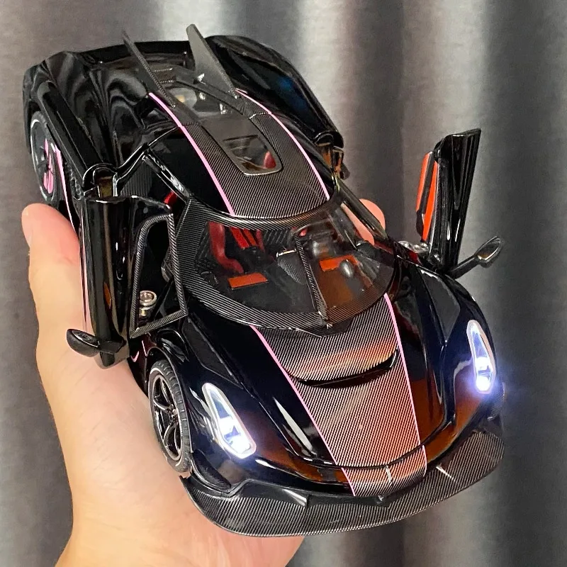 1:24 KNSG jesko absolut Supercar Alloy Metal Diecast Model Car Sound Light Pull Back Children Miniatures vehicle Birthday Gifts