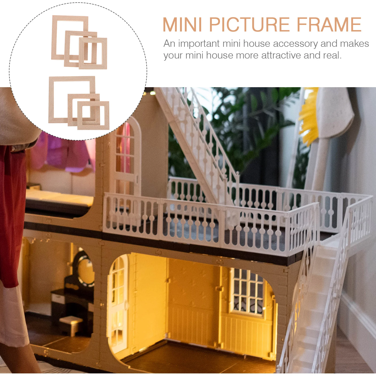 10-teiliger Mini-Möbel-Fotorahmen, Miniatur-Hauszubehör, winzige Holzspielzeugzimmer-Modell-DIY-Kit-Rahmen