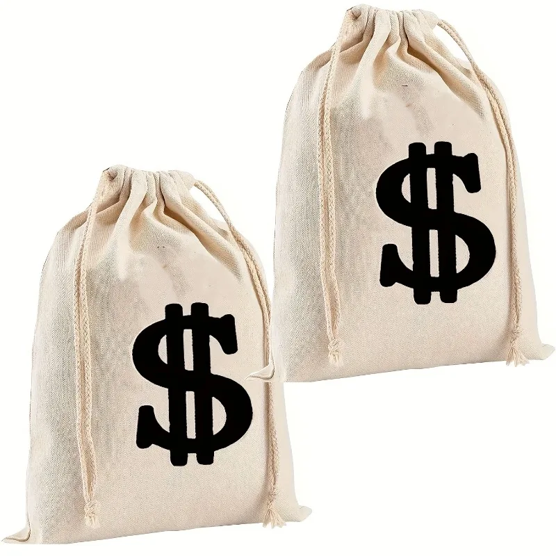 10/15pcs Canvas Halloween Drawstring Bag Firm Seams Prevent Loose Thread Capacity For Event Gift Packing Simple Stain Cleansing