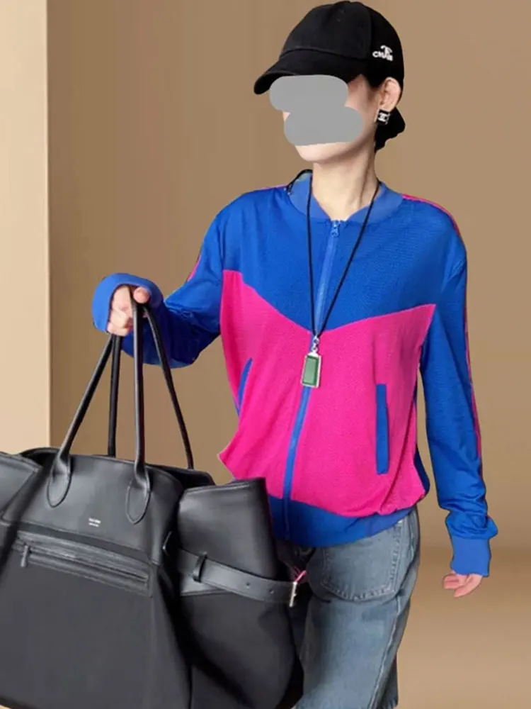 Zomer Dunne Ademende Kleur Blo Rits Lange Sve Dames Bovenkleding Zonbescherming Kleding Veelzijdige Europese Sle