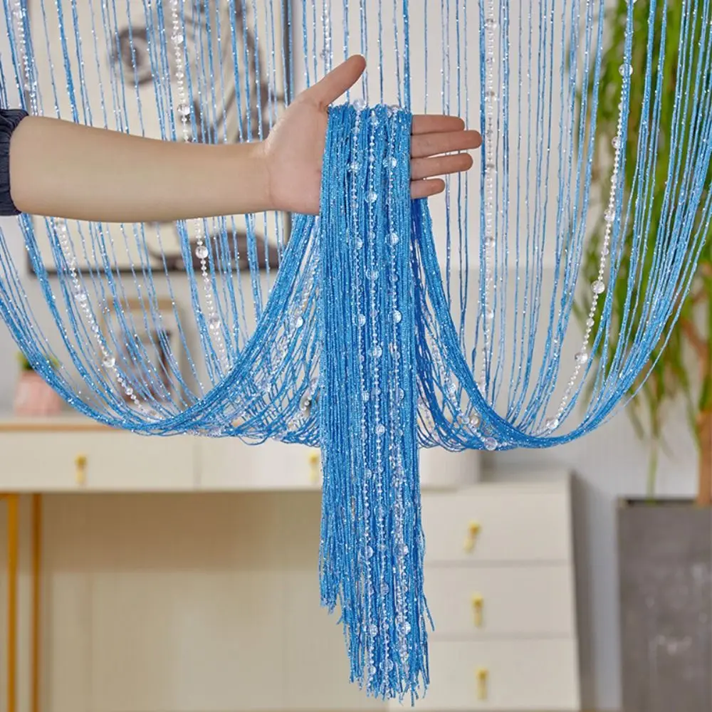 

Retro Shiny Crystal Beads String Curtain Room Divider Solid Color Door Curtain 1*2M Elegant Tassel Window Curtain Home Decor