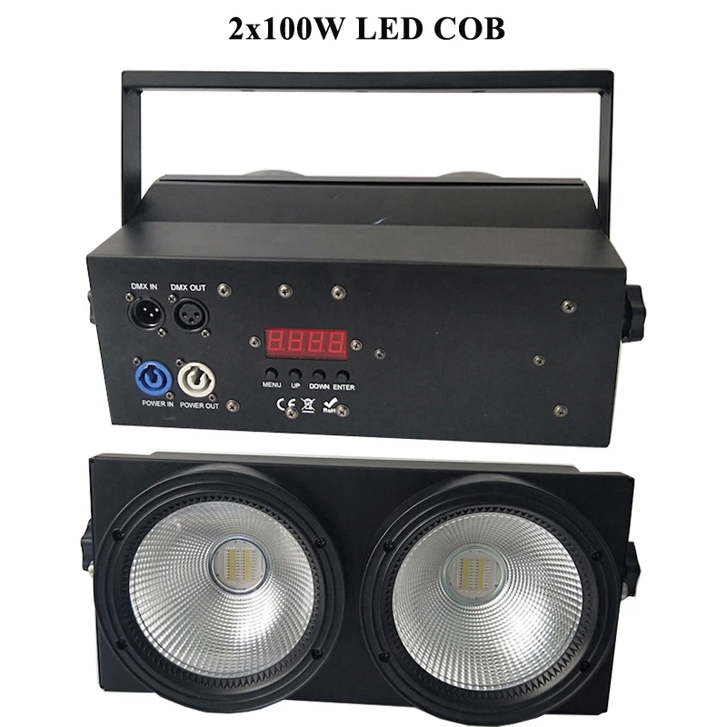 4 buah COB LED 2x100W lampu DMX 2 mata COB lampu Blinder opsional kontrol LED secara terpisah untuk konser Disco flycase