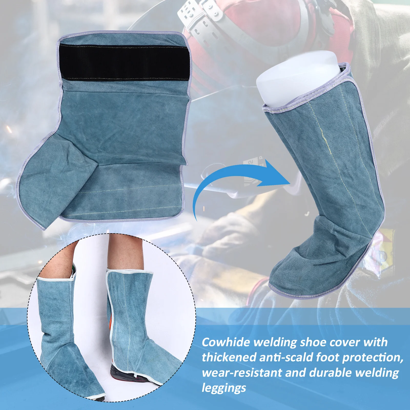 1 زوج غطاء للقدم لحام لهب غطاء أحذية واقية خفيفة الوزن قابل للتعديل هوك حلقة تصميم لأعمال اللحام