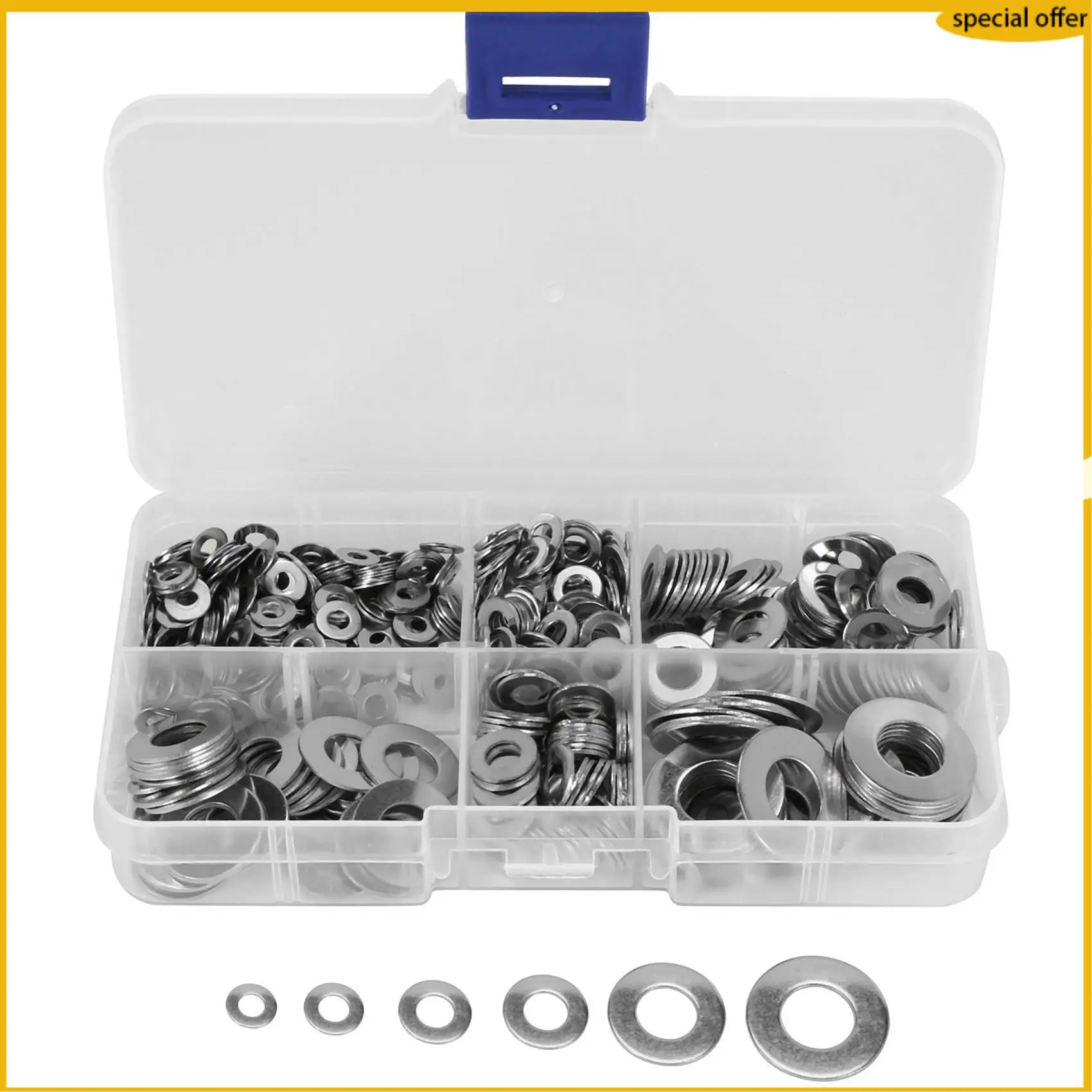 

A50I 660 Pcs/Set M3 M4 M5 M6 M8 M10 Washer Spacers Stainless Steel Flat Washer Plain Gasket Spacers Kit Screw Bolt Fastener