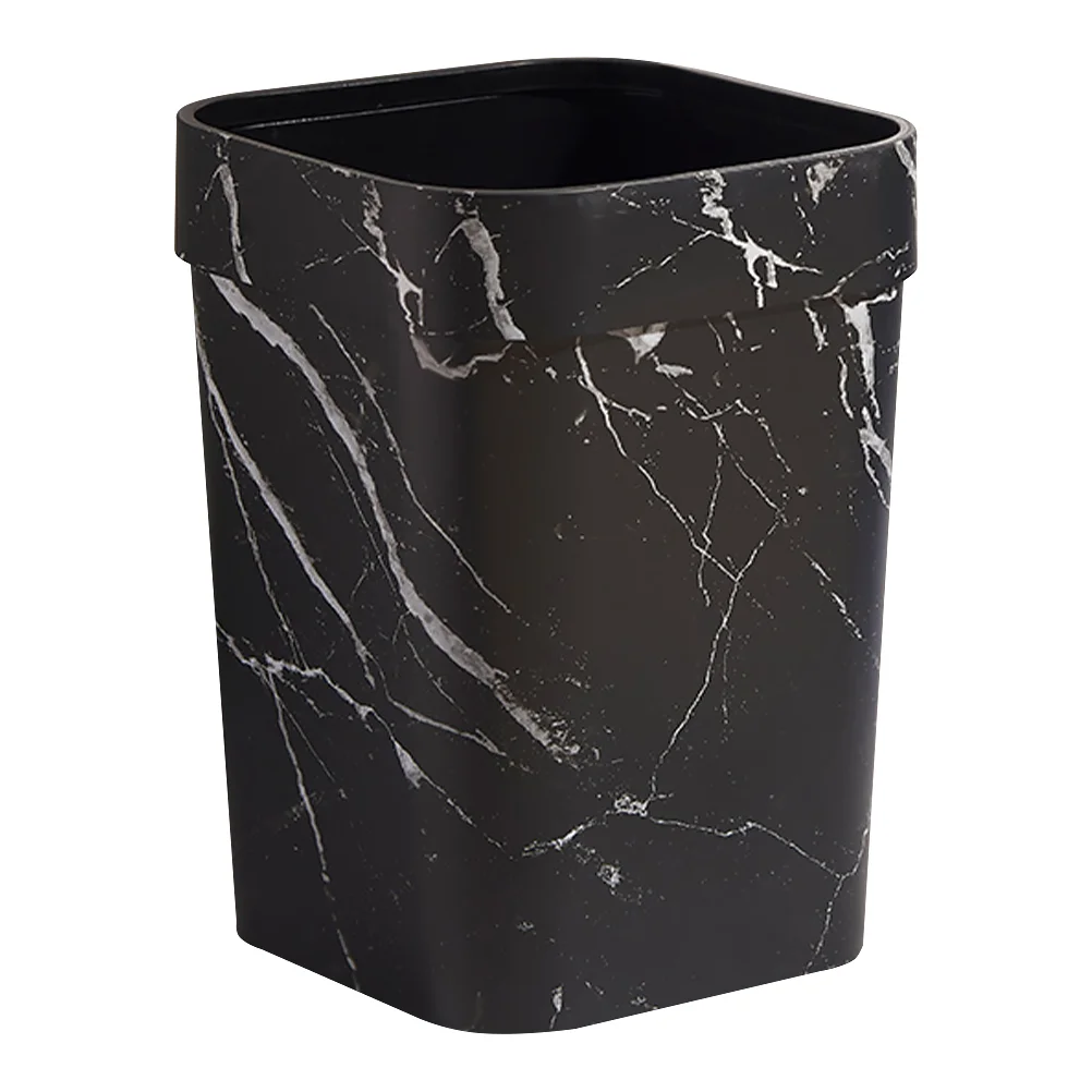 

Marble Trash Can for Car Black Bathroom Decor Waste Basket Bin Living Plastic Paper Wastebasket