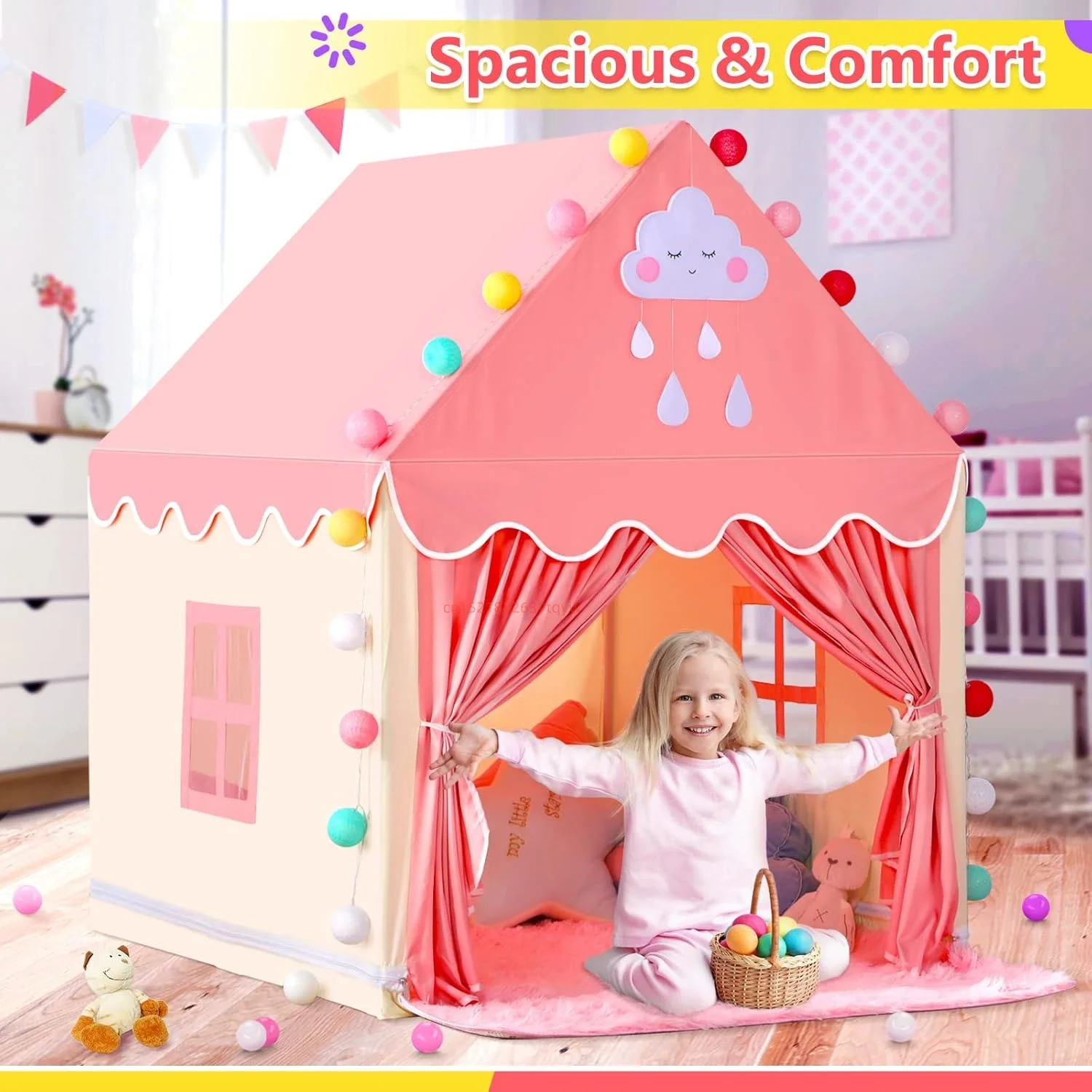 Toddler Playhouse Girls Princess Castle Play Tent  Toys for Children Indoor and Outdoor Games Large Folding Kid Toys Tent