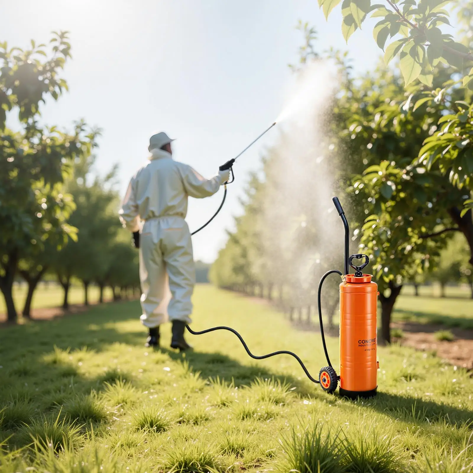 4.5 Gallon Stainless Steel Concrete Sprayer with Ergonomic Handle Removable Cart 48 Inch and 120 Inch Hose for Sealer for form Oil and Construction