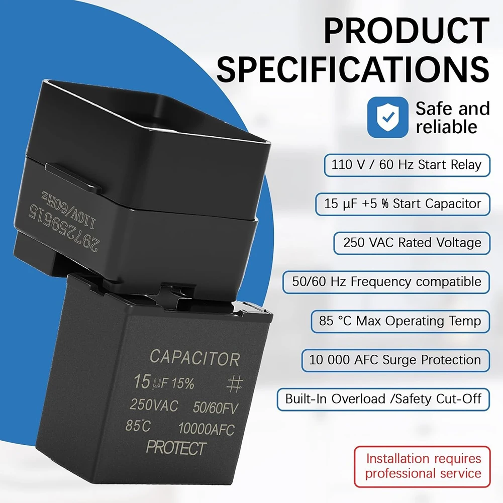 297259515 Start Relay Capacitor Kit For Kenmore Fridge CFUFH21TW FFSS2615T Cooling Fix ABS Shell Copper Coil Mechanic Tools