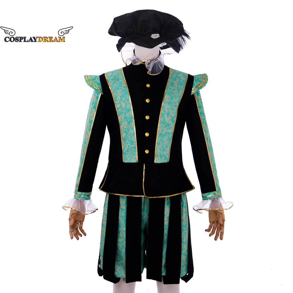 

Men's Tudor Elizabethan Costume Medieval Renaissance Tudor Elizabethan Cosplay Costume Top Pants Hat Suit