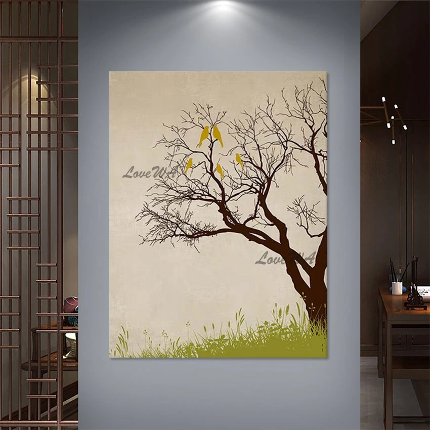 

Decorative Items For Home Newest Handmade Abstract Tree Canvas Painting Modern Art Designs Living Room Wall Picture Frameless