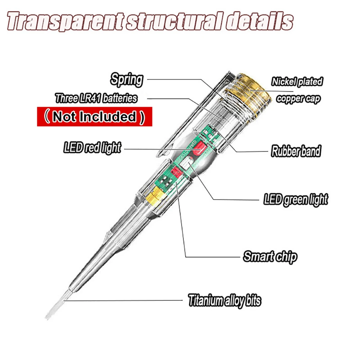 ABDE-4PC Intelligent Induction Power Voltage Detector Pen 24-250V Circuit Tester Electrical Screwdriver Indicator Electrician