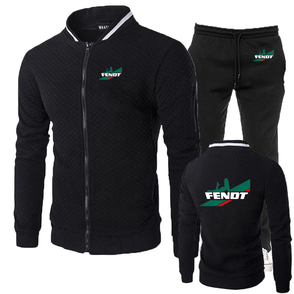 

2026 Tractor FENDT Logo Print Men's Spring Autumn Comfortable Constant Temperature Versatile Cardigan Hoodies Pants Suits