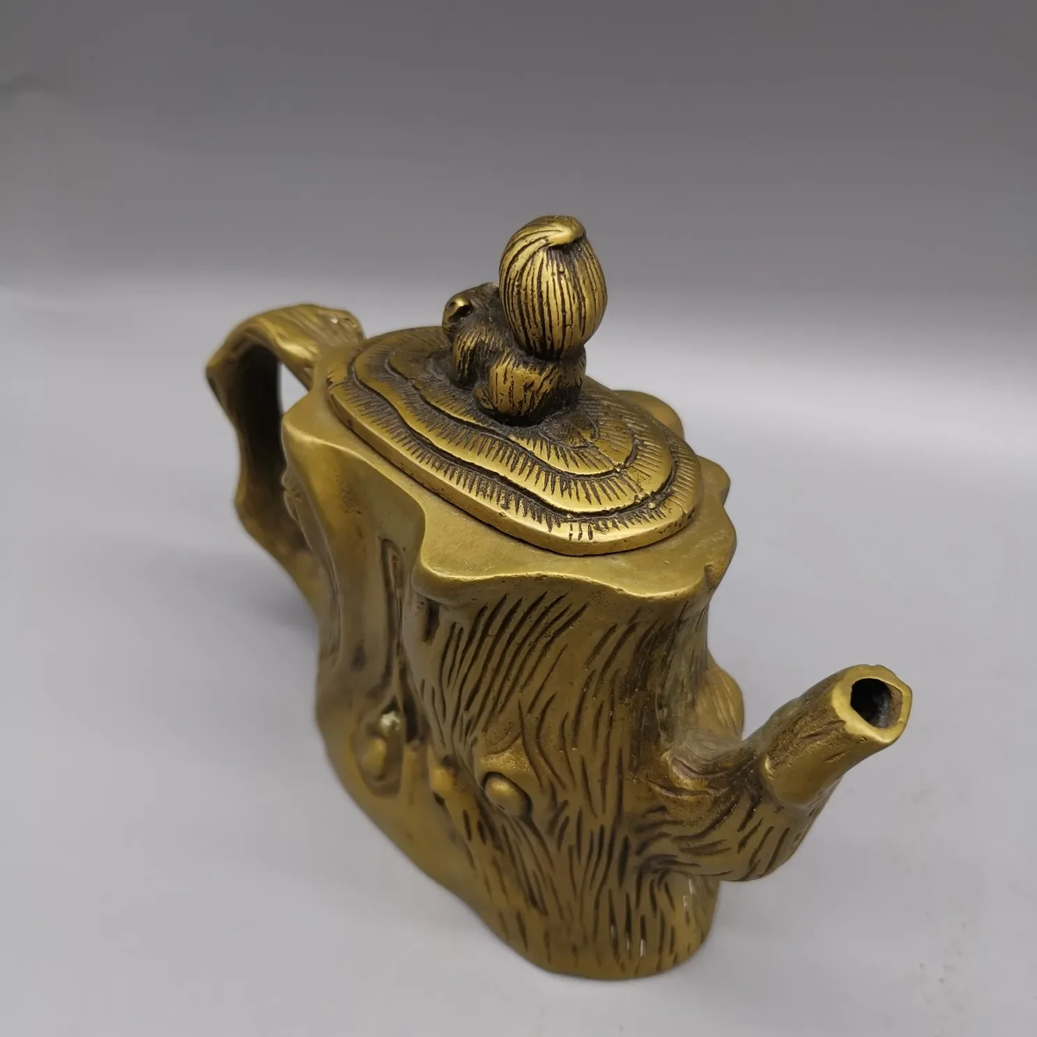 Chinese Antique Collection Brass Longevity Immortal Teapot