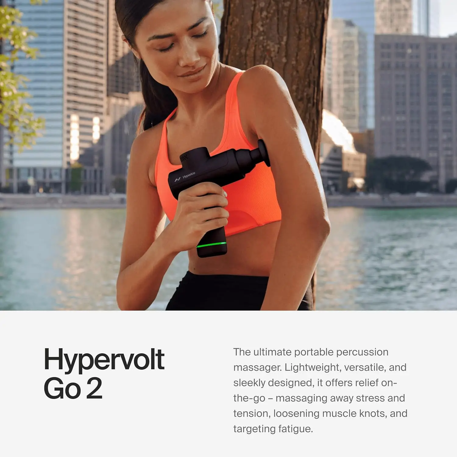 مسدس تدليك Hypervolt Go 2، أسود، 3 سرعات، 2 رأس، تقنية الإنزلاق الهادئة، يخفف وجع العضلات #2