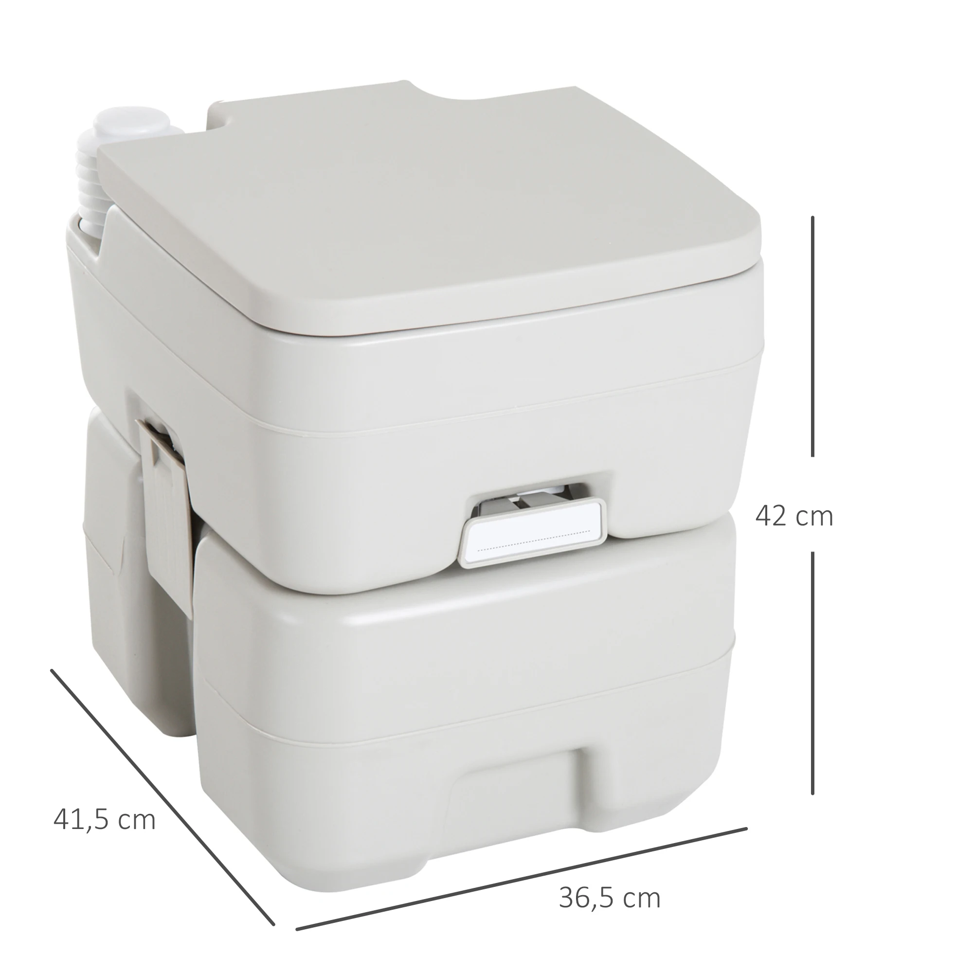 HOMCOM Inodoro Portátil Químico Baño Móvil WC 20L con Extraíble Tanque de Aguas Residuales y Tanque de Agua para Camping Viaje Ancianos Caravana Barco con Cisterna Carga 147 kg 41,5x36,5x42 cm HDPE