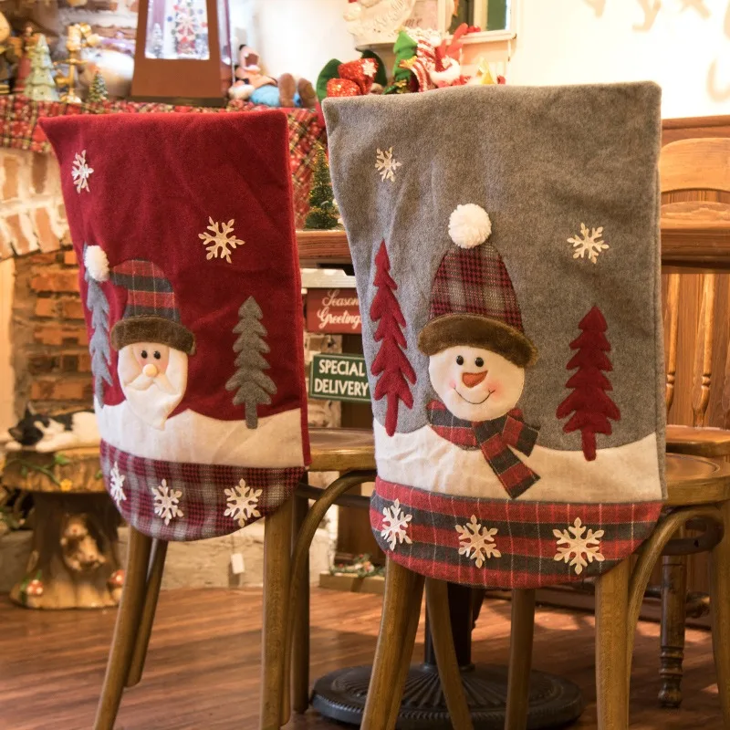 

JFLEGAL Christmas Chair Set Decorative Supplies Christmas Gifts for The Elderly Fashion Cute Snowman Chair Embroidery Sets