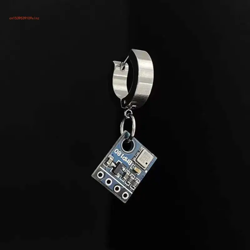 Colorful Circuit Board Earrings Stainless Steel Hoop Earrings For Men Women Unique Earrings Party Jewelry