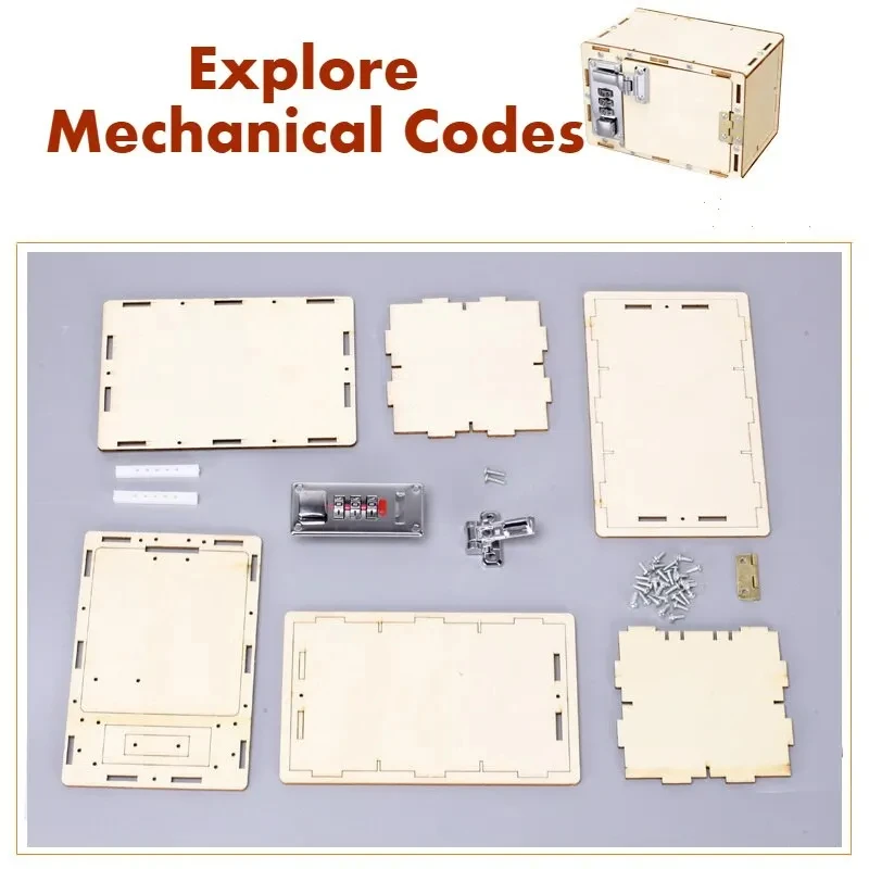 Diy Lockbox Safelbox Machines Uitvinding Wetenschappelijk Experiment Hout Wachtwoord Box Speelgoed Voor Kind Assemblage Model Maken