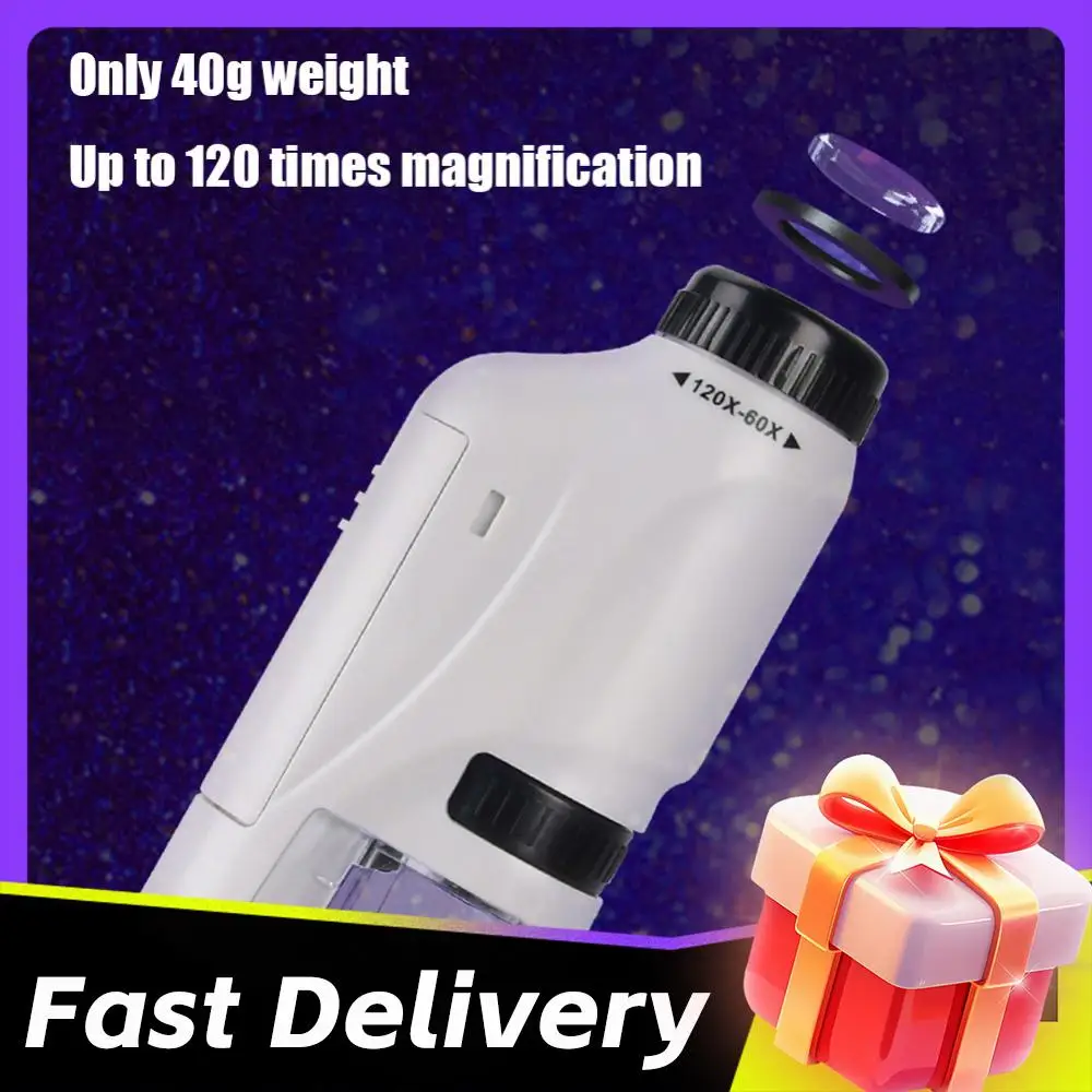 Electric Mini Microscope with LED Light High Definition Children Microscope 60-120X Handheld Pocket Microscope For Outdoor