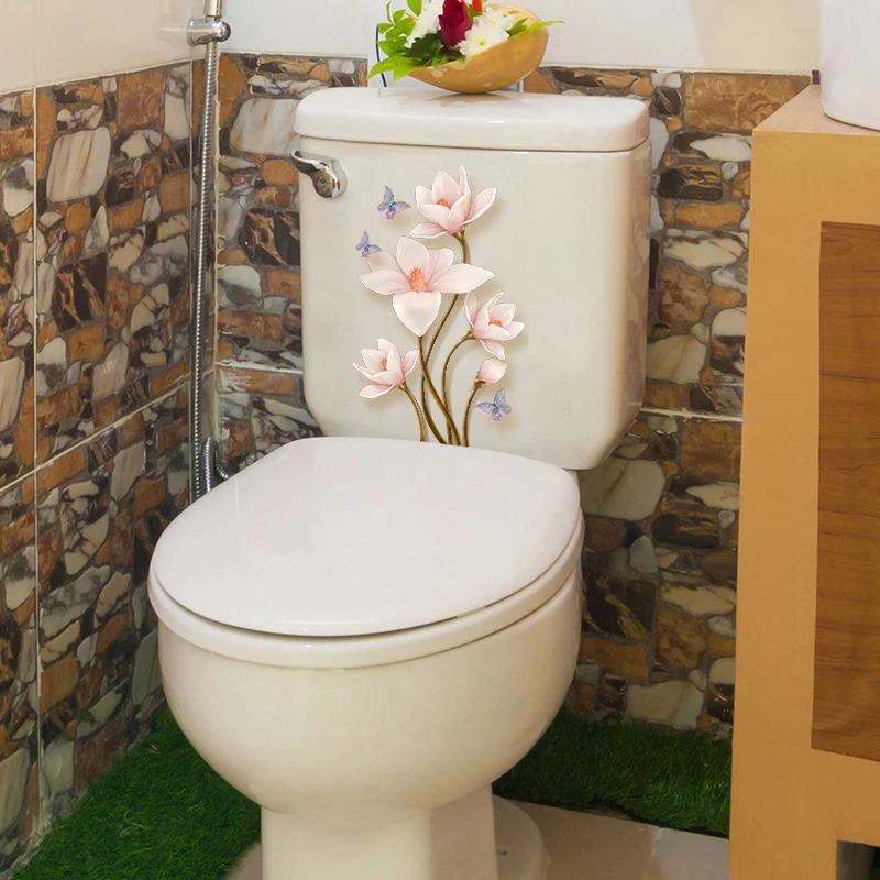 

Flower Toilet Stickers Bathroom Seat Cover Sticker Self-adhesive Removable Waterproof PVC Sticker Refrigerator Posters