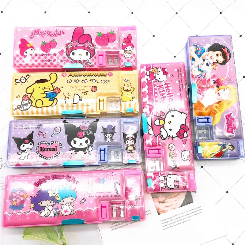 Estuche para lápices MINISO Kawaii Sanrio multifunción lindo caja de lápices de gran capacidad material de oficina escolar papelería