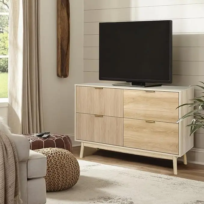 Wooden groove high-speed TV cabinet, living room TV furniture bracket