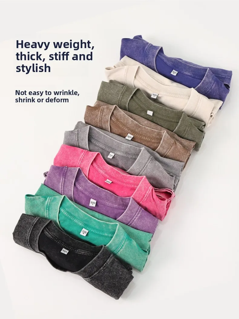 Breathable Waterproof Antibacterial 230g Heavy Cotton Tee High Color Fastness Summer Cool