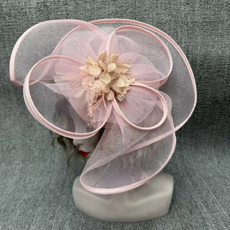 Color Mesh Headgear European and American Flowers Bridal Banquet Top Hat Feather Headband Head Wear Accessories 5