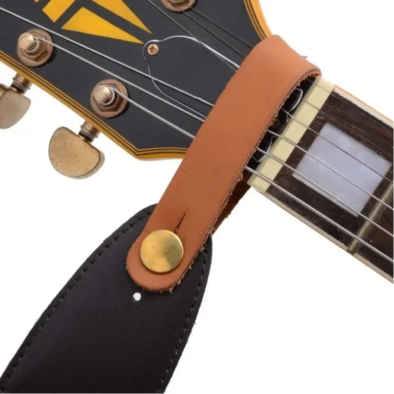 1-4PC Folk Guitar Strap Buckle Leather Belt Guitar Neck Strap Safe Lock Holder for Ukulele Classic Bass Guitar Parts Accessories