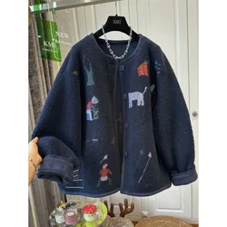 Lamb Wool Coat Women Fleece Sweatshirt Zipper Long Sleeve Jacket Warm Autumn Winter Jacket Loose Korean Fashion Streetwear New