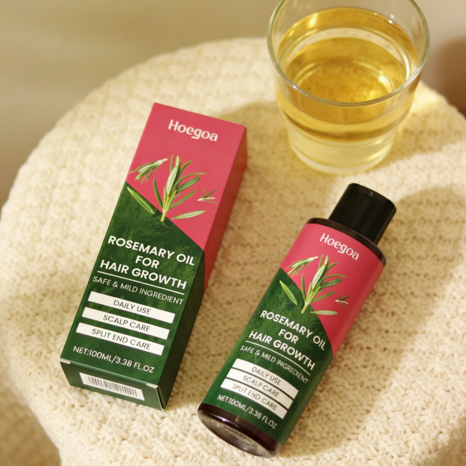 Hoegoa Rosemary Oil Stimulate Hair Growth Strengthen Hair Roots Deep Moisturizing Repair Split Ends Natural Scalp Care Oil 100ml