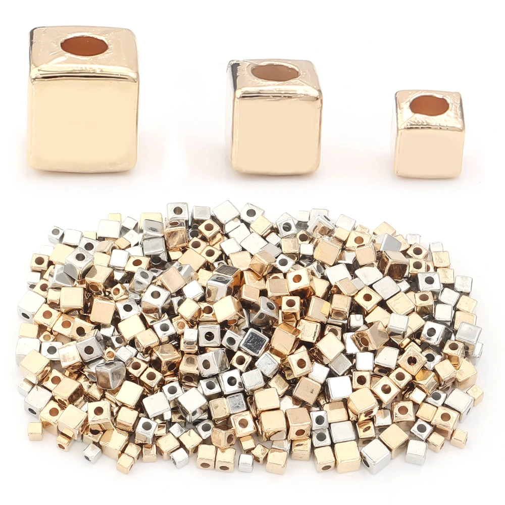 200 teile/los 3/4/5mm Platz Kubische CCB Perlen Lose Spacer Cube Perlen für Schmuck Machen DIY armbänder Halsketten Großhandel – Detail 4