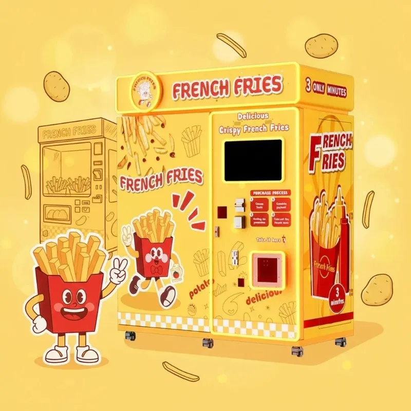 Fully Automatic French Fries Vending Machine Smart Kiosk Self Service Fast Food Potato Fries Touch Screen Payment System