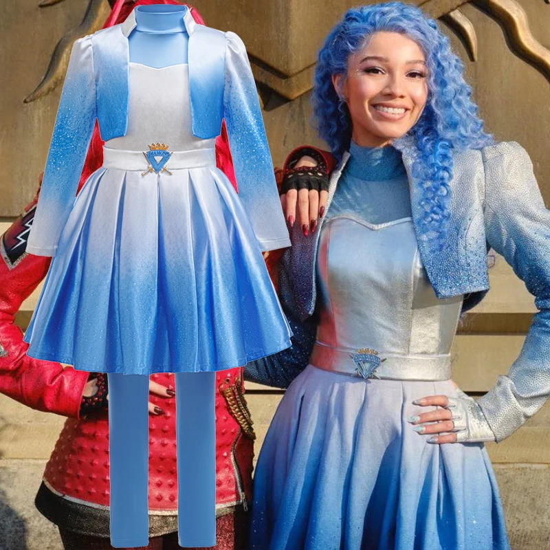 Children's Chloe Princess Costume Girl Chloe Cosplay 4-piece Set | Long Sleeve 3D Printed Jacket Top Skirt Tight Pants Birthday