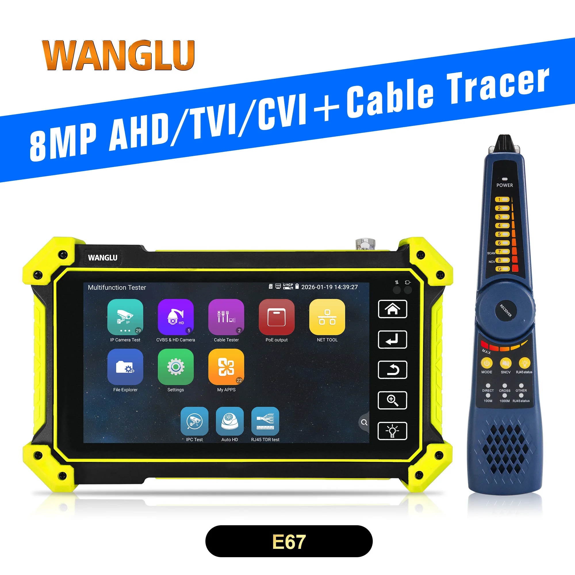 WANGLU 5.5 inch Monitor IP Cameras Tester Camera Monitor Tester 4K H.265 8MP AHD TVI CVI Auto HD LLDP/CDP Detection PoE Output