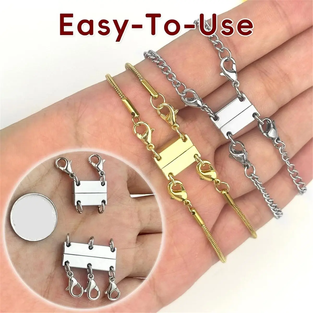 2026 New 4pcs Multi Necklace Layering Clasp, Silver and Gold Necklace Separator for Layering, Magnetic Clasps Jewelry Connectors