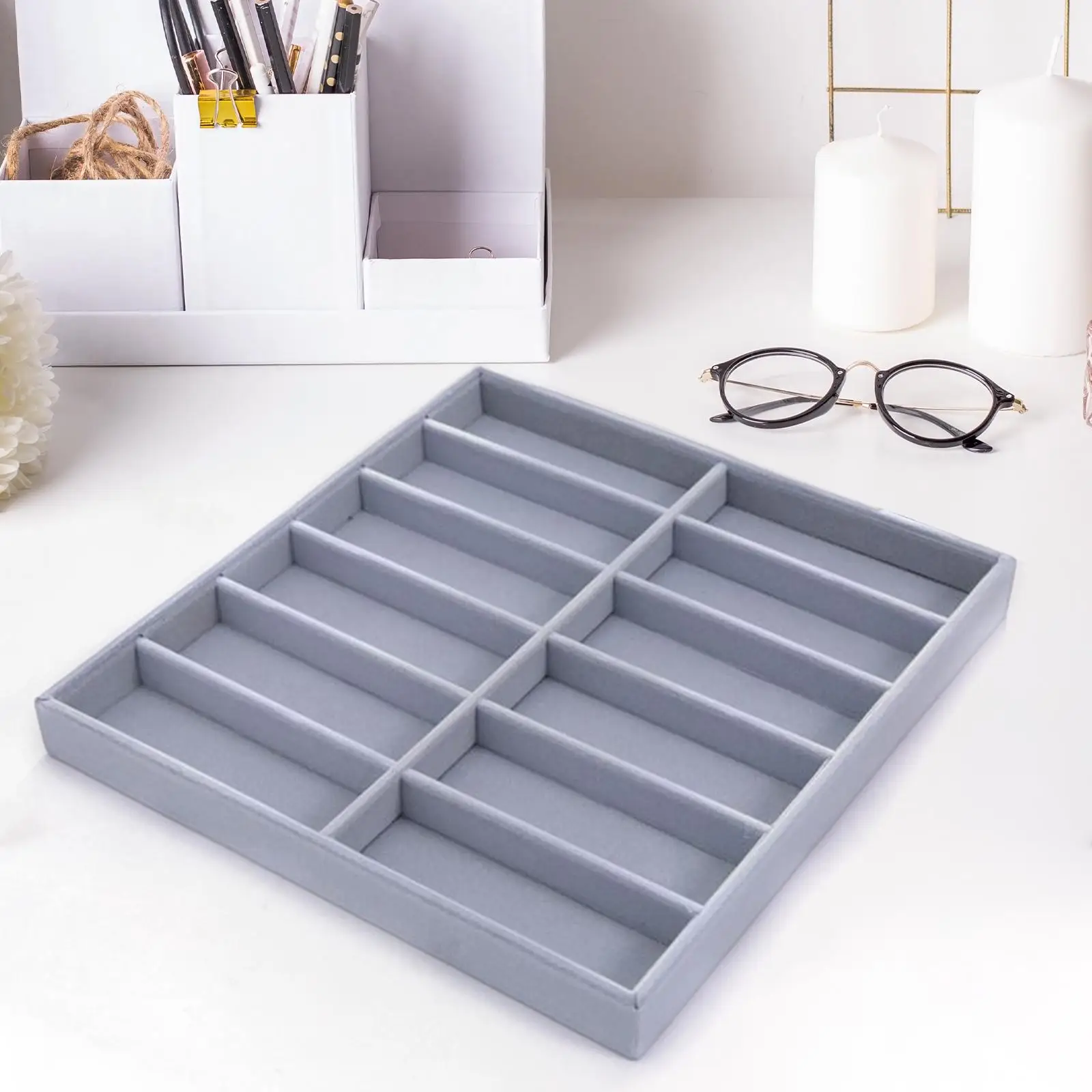 Sunglasses Organizer 12 Slot Decor Glasses Storage Box Sunglasses Display Case for Home Dresser Showcase Desktop Travel