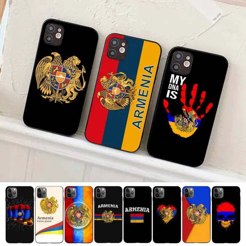 Armenia Armenians Flag Phone Case For iPhone 14 13 12 11 Pro Max X Xs Max XR 8 7 6 6s Plus Soft Silicone Black Cover