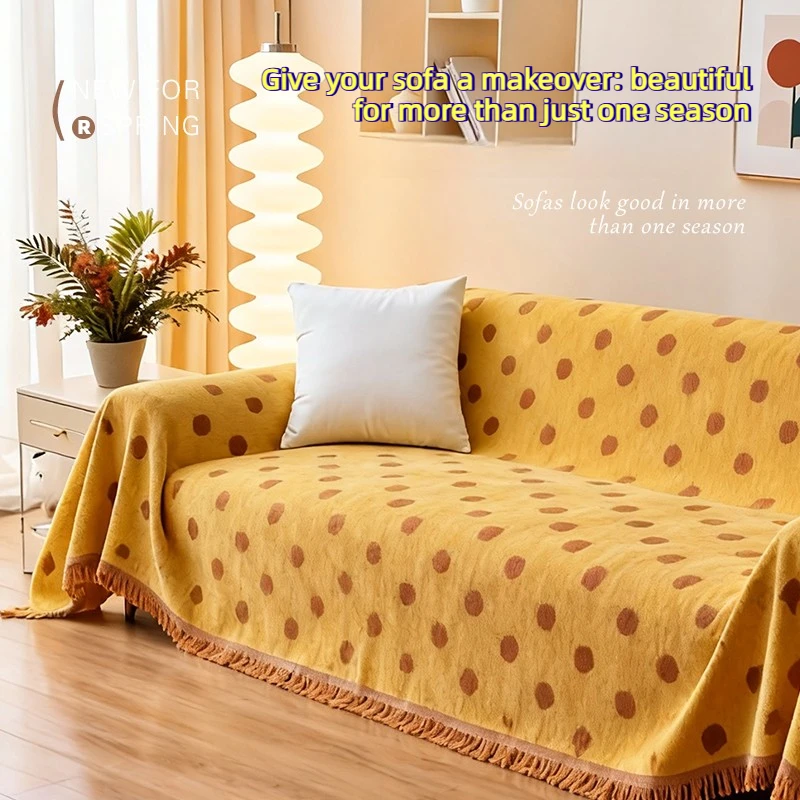 

Ins Style Polka Point Chenille Sofa Blanket Four Seasons Universal for Living Room Relax Leisure Blanket Couch Cover Decor