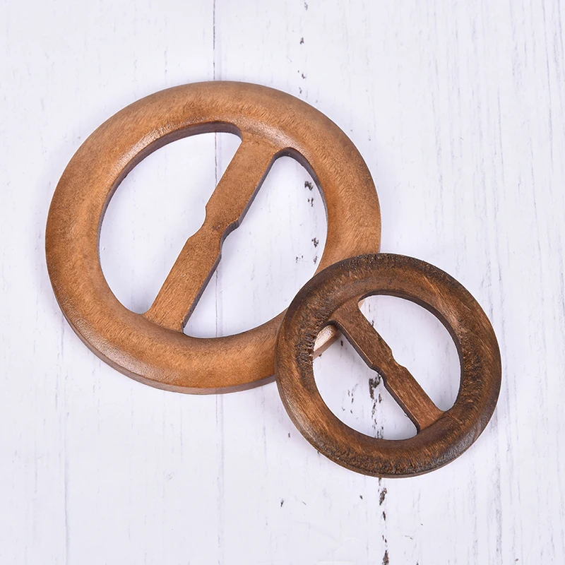 Round Shape Garniture Handmade Wooden Crafts Belt Buckle Ring Wood Clothes Accessories Sewing Children DIY 50-80mm