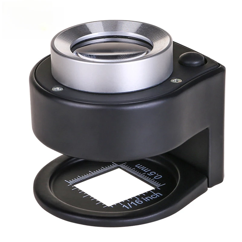 

30x Full Metal Textile Fabric Printing Grid Peephole Magnifier with 6 LED Currency Detector Light and Scale Ruler
