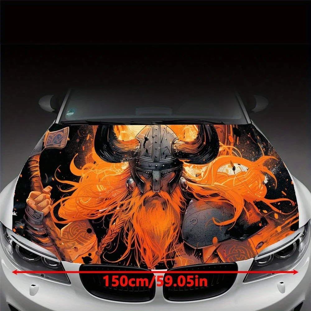 Dominant Viking Warrior PVC Car Vinyl Wraps for Trucks, Cars & SUVs, Self-Adhesive Waterproof Car Hood Decal, Decorative Scratch